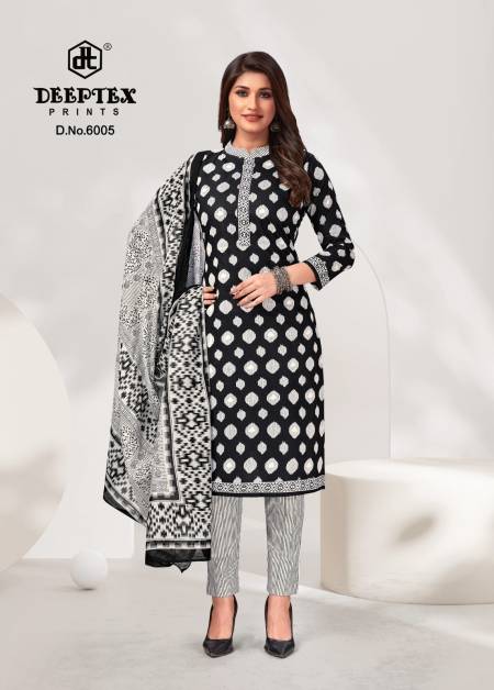 Aaliza Vol 6 By Deeptex Black And White Printed Cotton Dress Material
